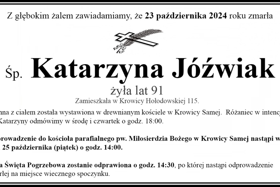 Zmarła Katarzyna Jóźwiak