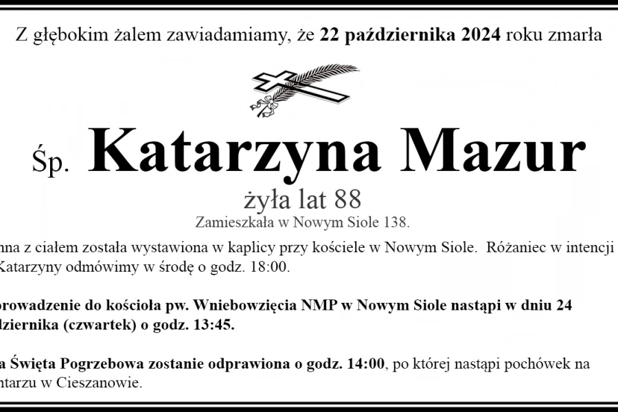 Zmarła Katarzyna Mazur