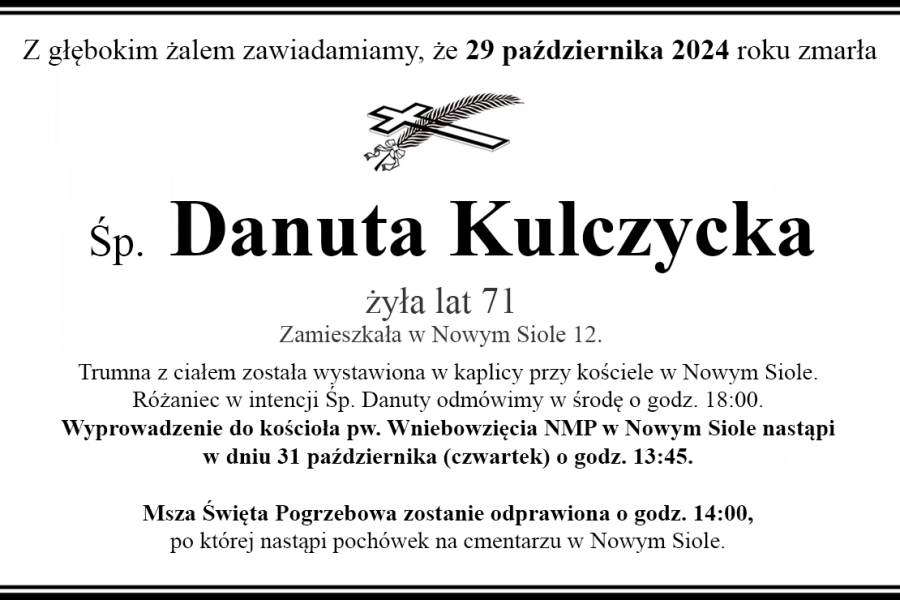 Zmarła Danuta Kulczycka