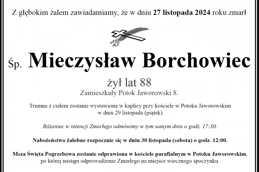 Zmarł Mieczysław Borchowiec [88 lat]