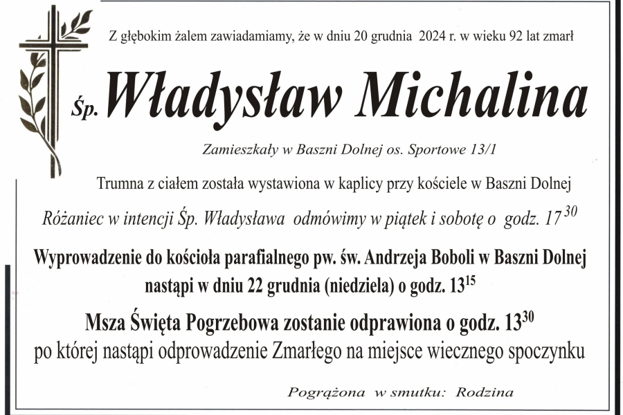 Zmarł Władysław Michalina