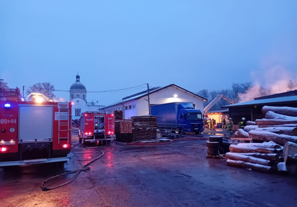 Duży pożar tartaku w Nowym Siole. Na miejscu 12 zastępów straży pożarnej [ZDJĘCIA]