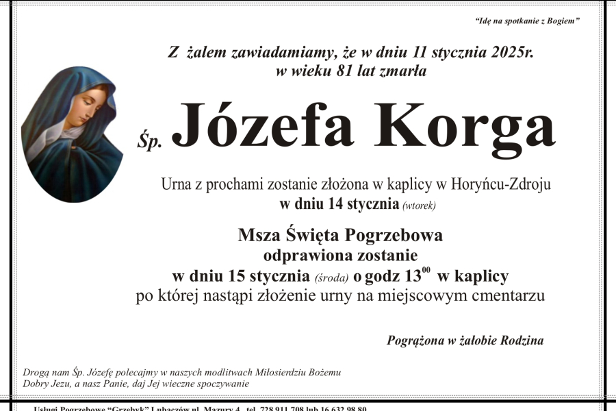 Zmarła Józefa Korga [81 lat]