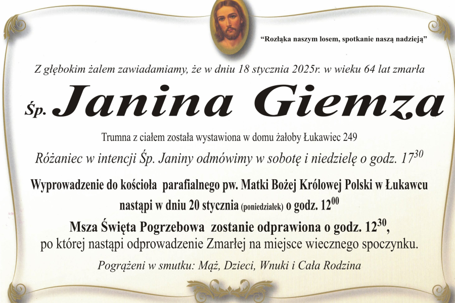 Zmarła Janina Giemza [64 lata]