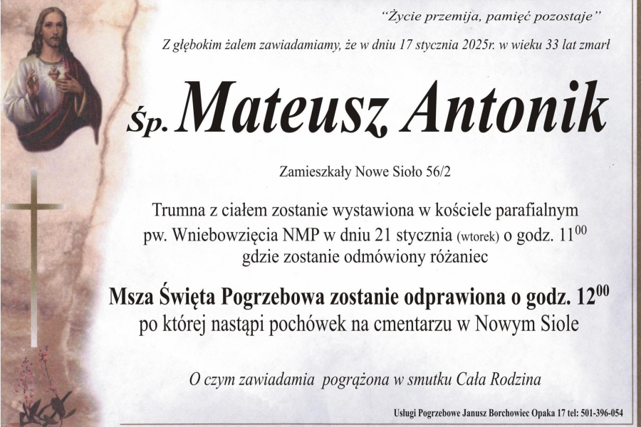 Zmarł Mateusz Antonik [33 lata]