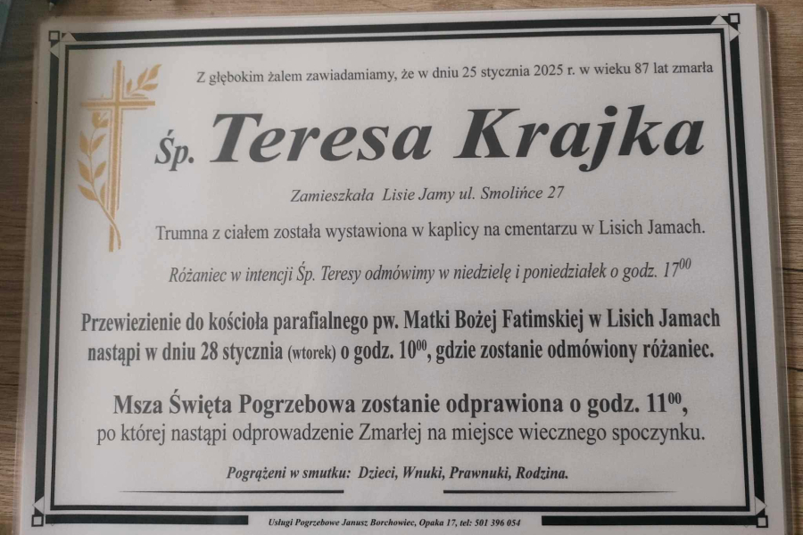 Zmarła Teresa Krajka [87 lat]