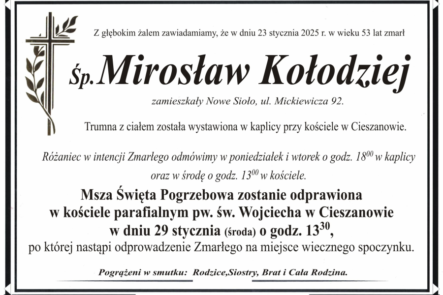 Zmarł Mirosław Kołodziej [53 lata]