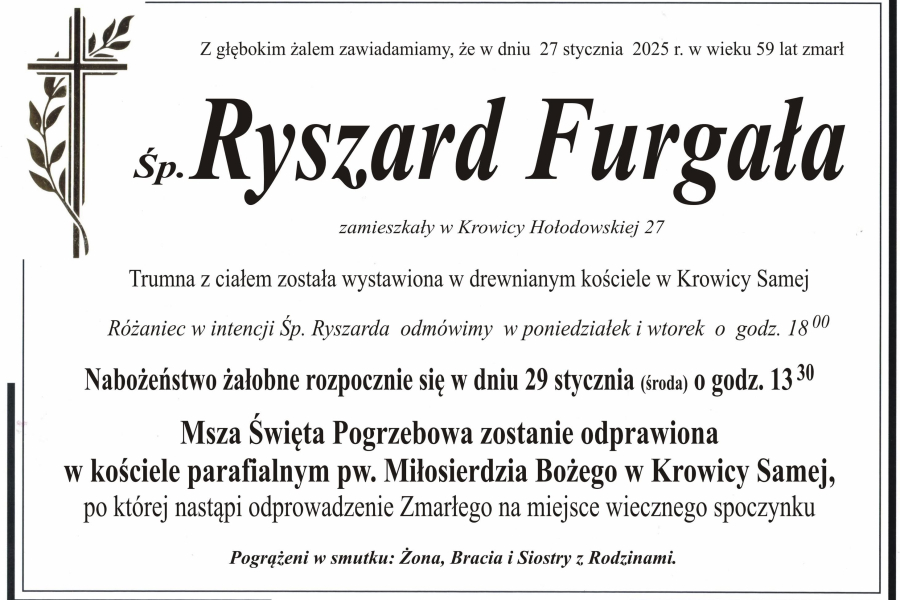 Zmarł Ryszard Furgała [59 lat]