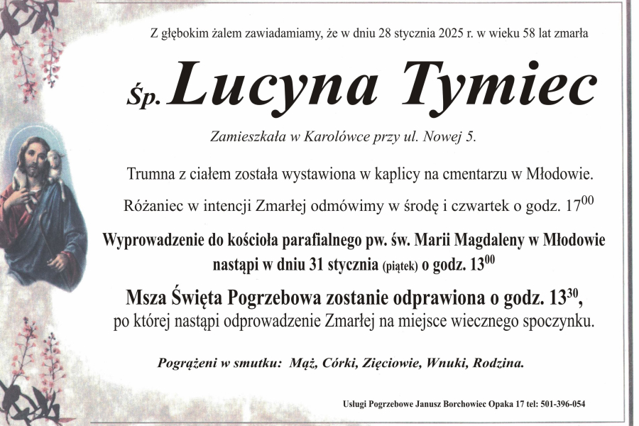 Zmarła Lucyna Tymiec [58 lat]