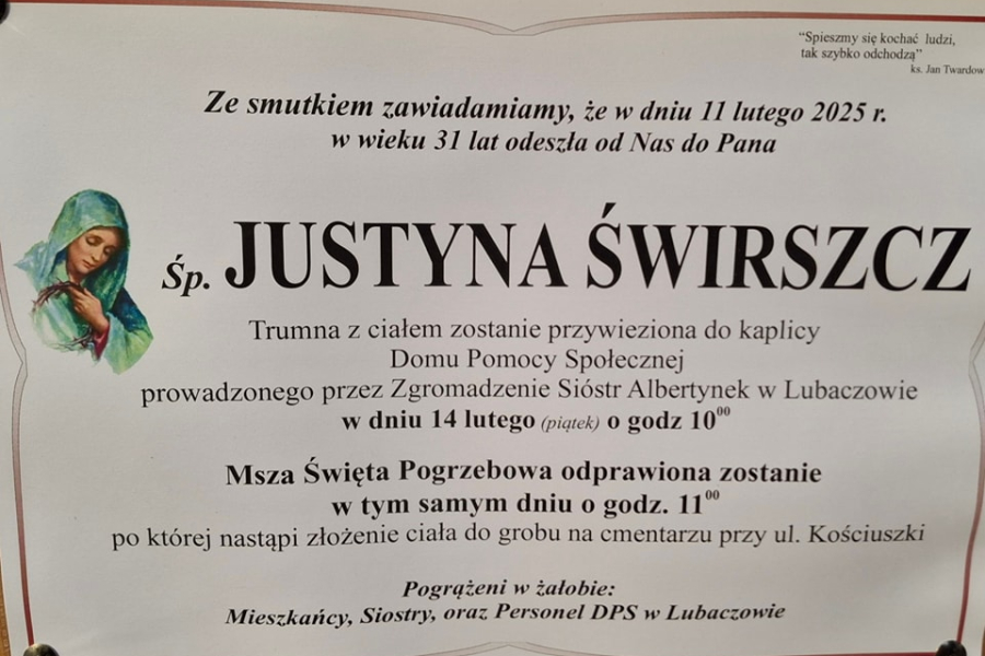 Zmarła Justyna Świrszcz [31 lat]