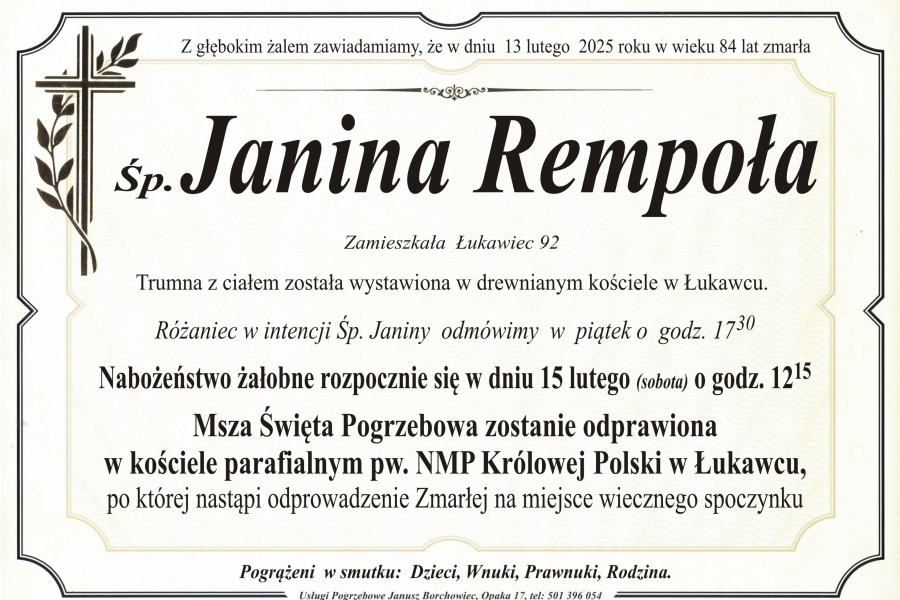 Zmarła Janina Rempoła [84 lata]