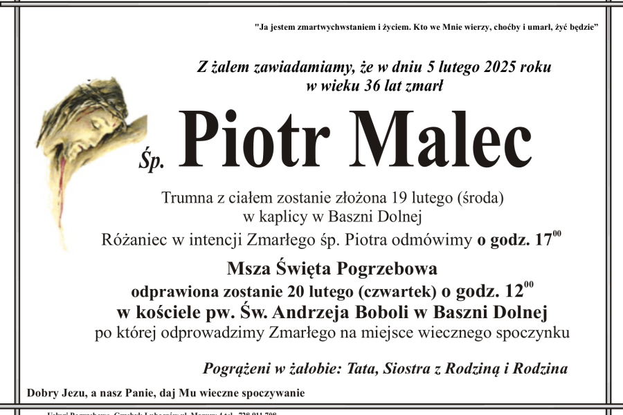 Zmarł Piotr Malec [36 lat]