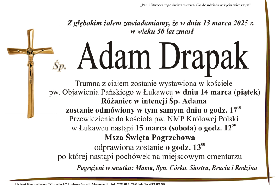 Zmarł Adam Drapak [50 lat]