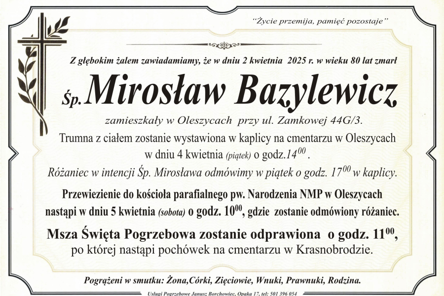 Zmarł Mirosław Bazylewicz [80 lat]