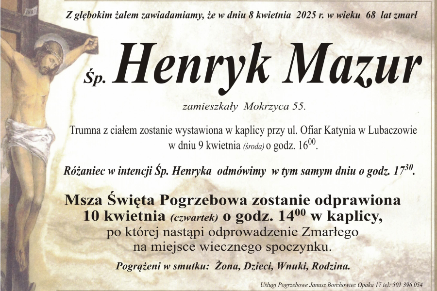 Zmarł Henryk Mazur [68 lat]