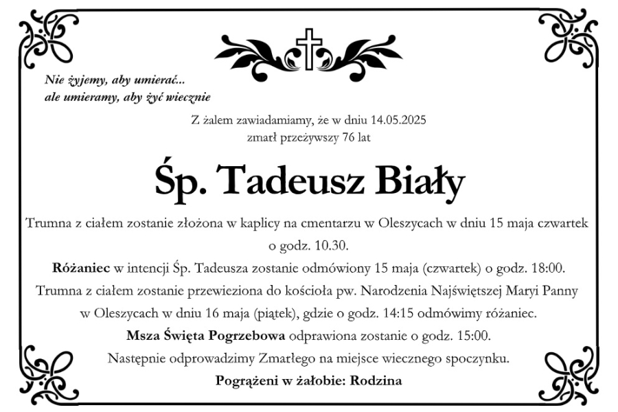 Zmarł Tadeusz Biały [76 lat]