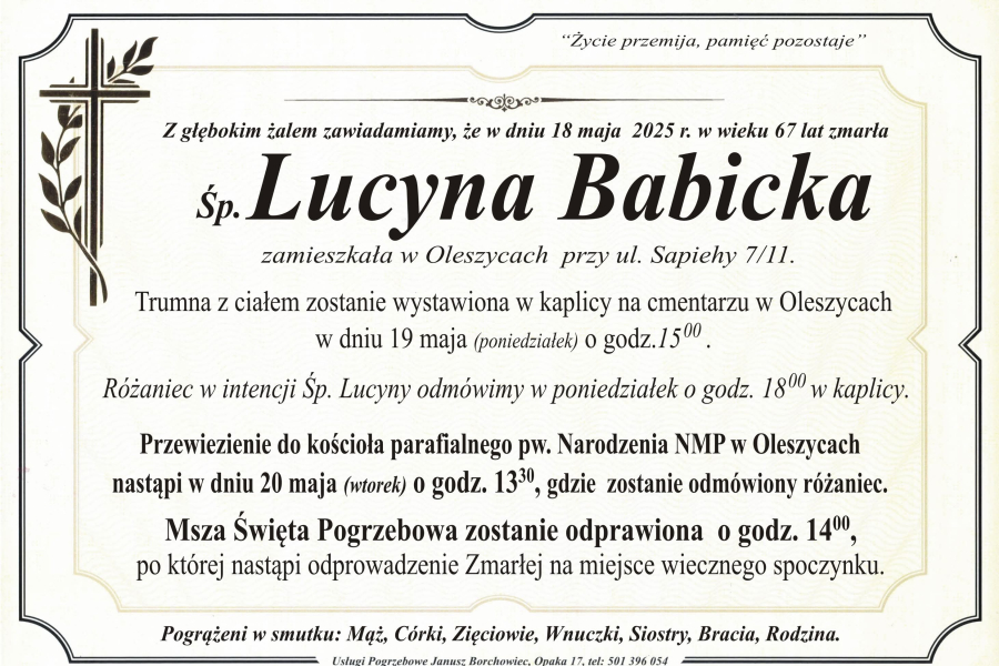 Zmarła Lucyna Babicka [67 lat]