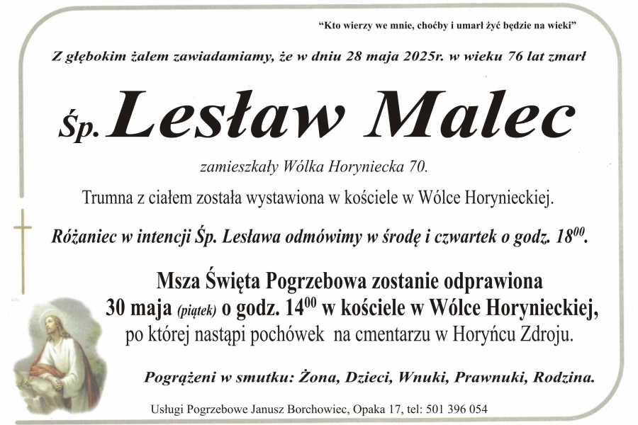 Zmarł Lesław Malec [76 lat]