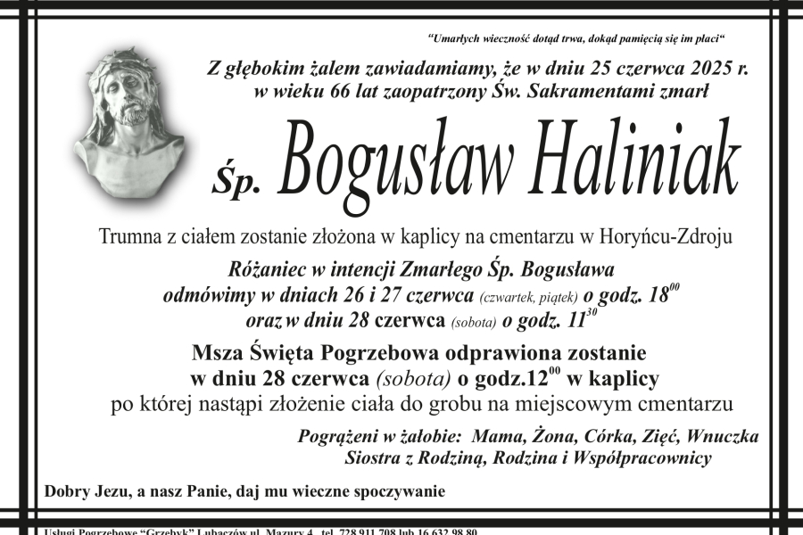 Zmarł Bogusław Haliniak [66 lat]