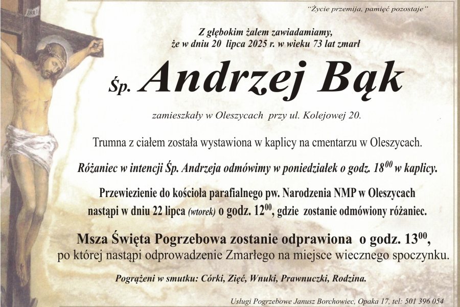Zmarł Andrzej Bąk [73 lata]