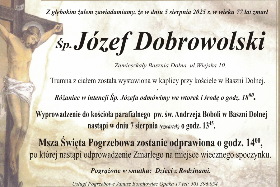 Zmarł Józef Dobrowolski [77 lat]