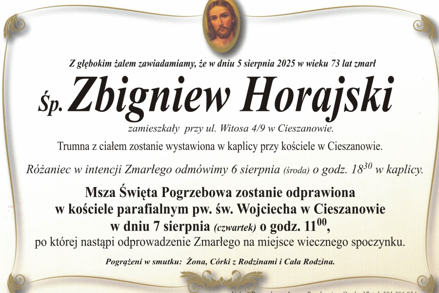 Zmarł Zbigniew Horajski [73 lata]
