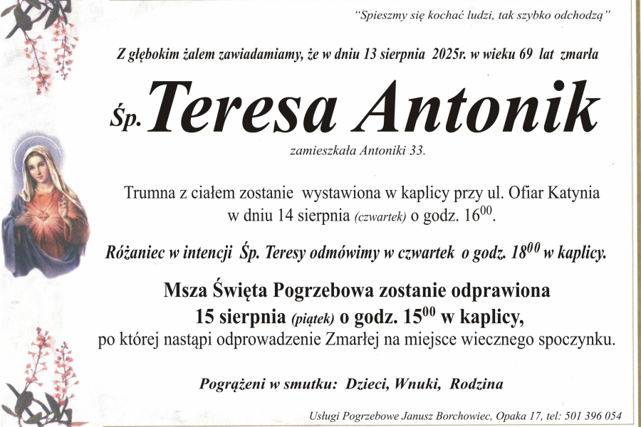 Zmarła Teresa Antonik [69 lat]