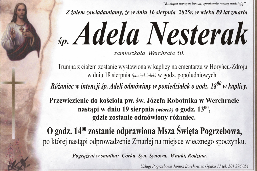 Zmarła Adela Nesterak [89 lat]