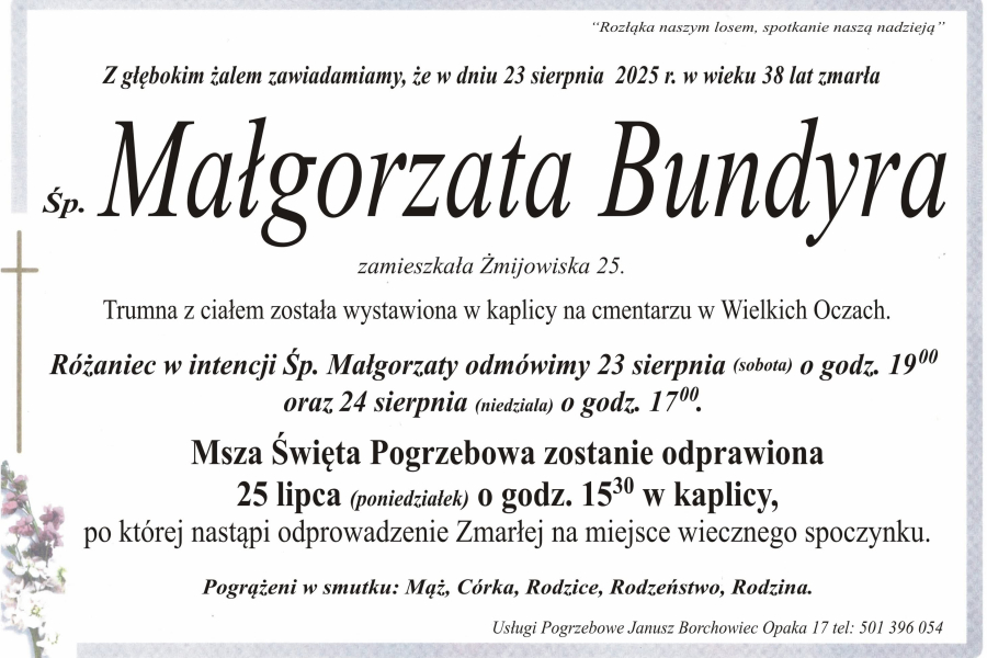 Zmarła Małgorzata Bundyra [38 lat]