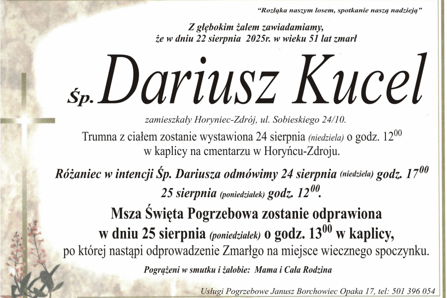 Zmarł Dariusz Kucel [51 lat]
