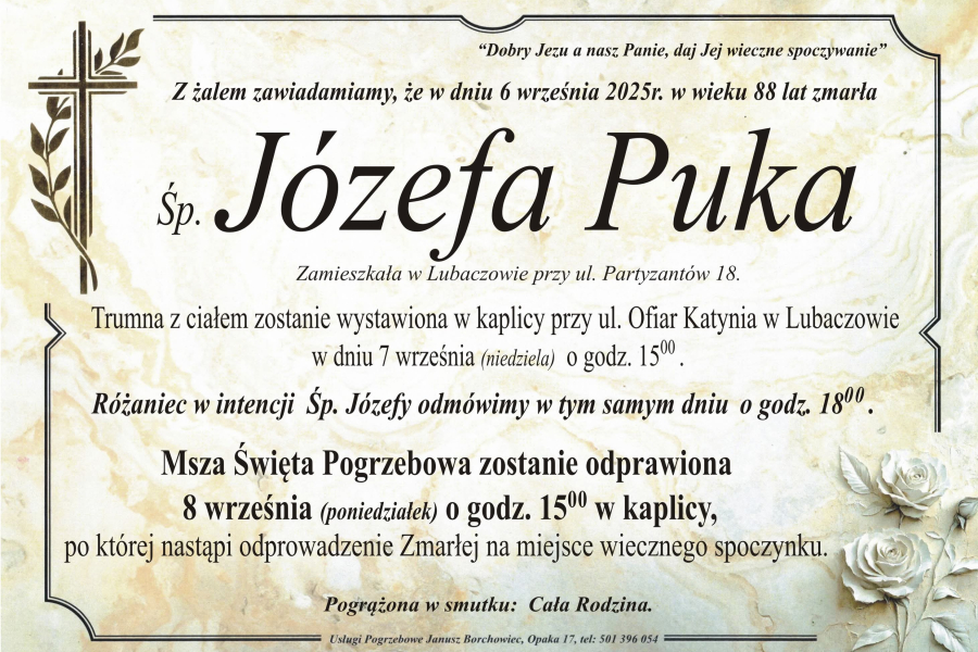 Zmarła Józefa Puka [88 lat]