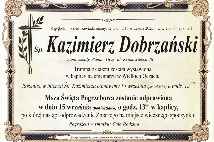 Zmarł Kazimierz Dobrzański [80 lat]