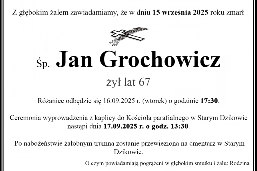 Zmarł Jan Grochowicz [67 lat]