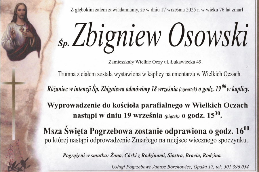 Zmarł Zbigniew Osowski [76 lat]