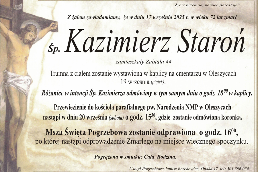 Zmarł Kazimierz Staroń [72 lata]