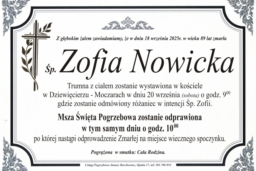 Zmarła Zofia Nowicka [89 lat]
