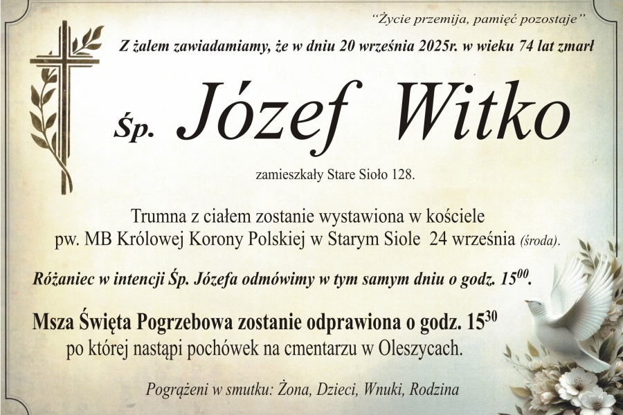 Zmarł Józef Witko [74 lata]