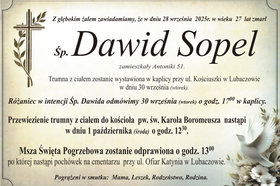 Zmarł Dawid Sopel [27 lat]
