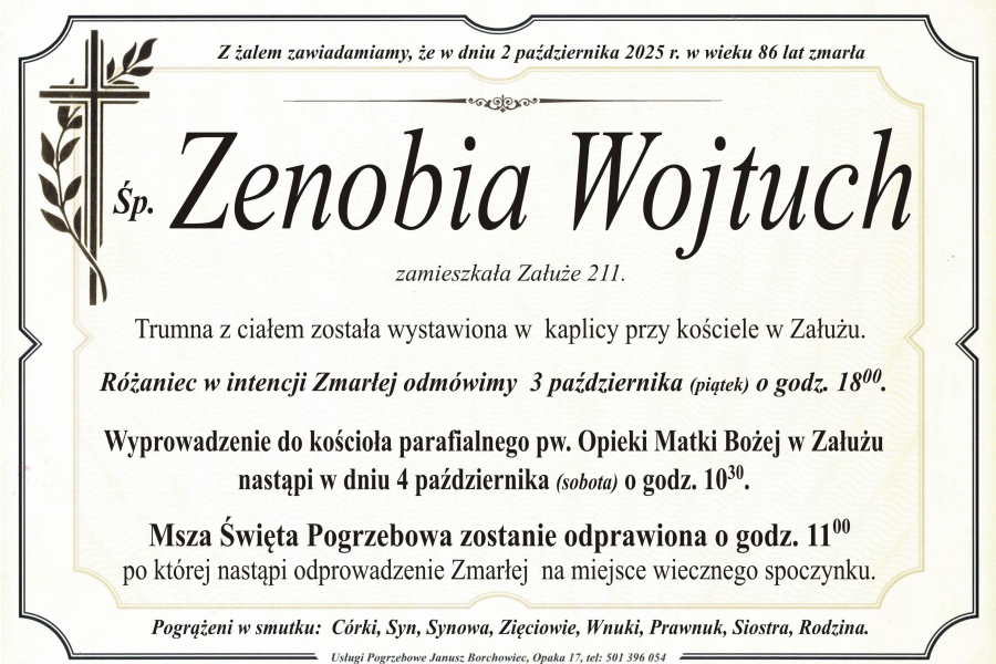 Zmarła Zenobia Wojtuch [86 lat]