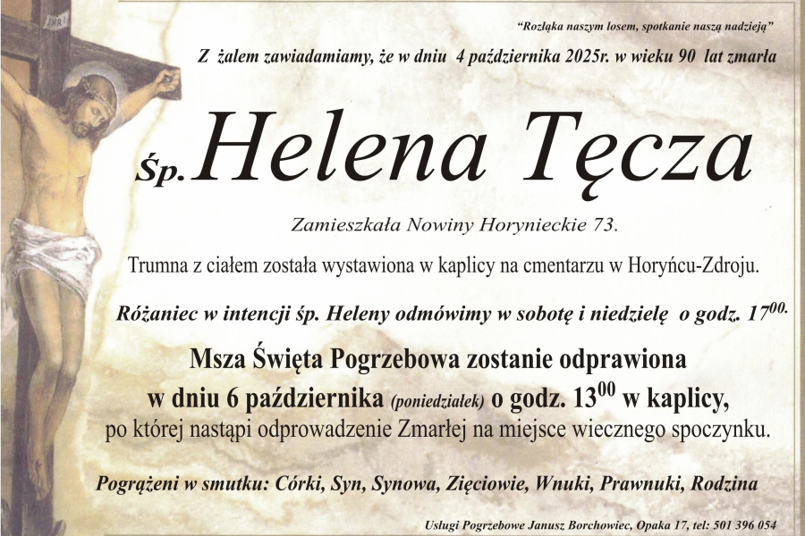 Zmarła Helena Tęcza [90 lat]