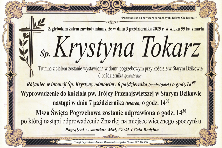 Zmarła Krystyna Tokarz [55 lat]