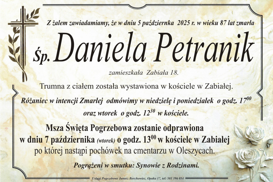 Zmarła Daniela Petranik [87 lat]