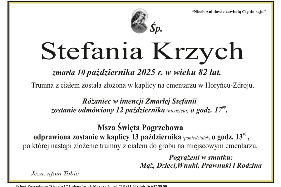 Zmarła Stefania Krzych [82 lata]