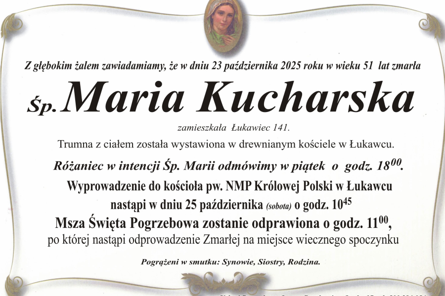 Zmarła Maria Kucharska [51 lat]