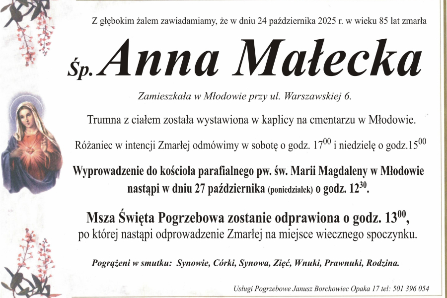 Zmarła Anna Małecka [85 lat]