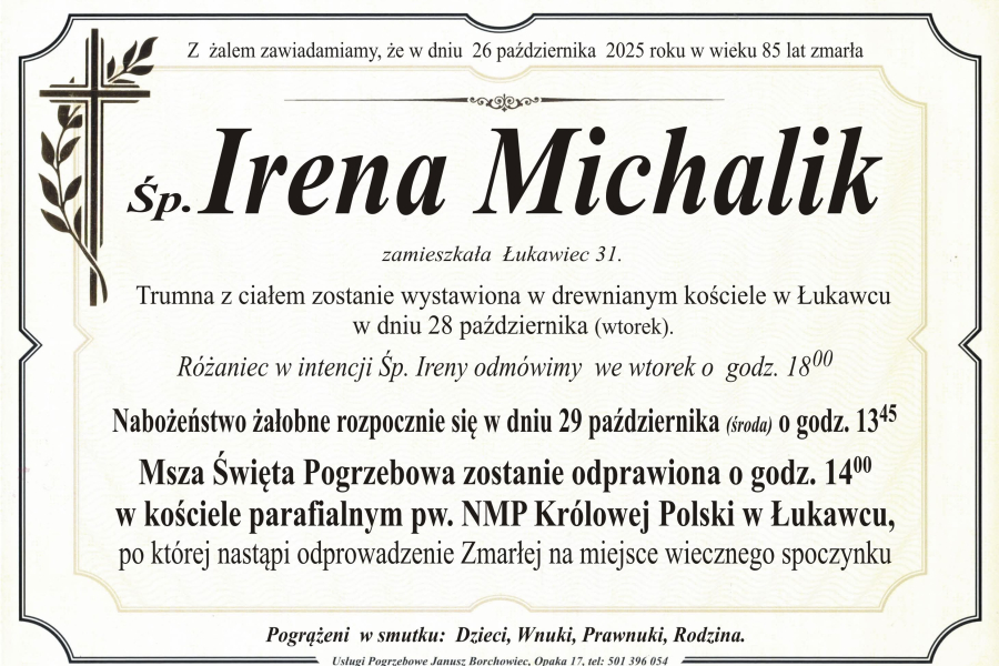 Zmarła Irena Michalik 