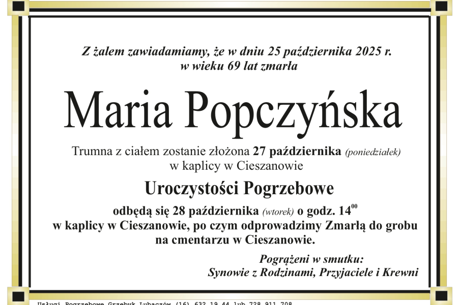 Zmarła Maria Popczyńska [69 lat]