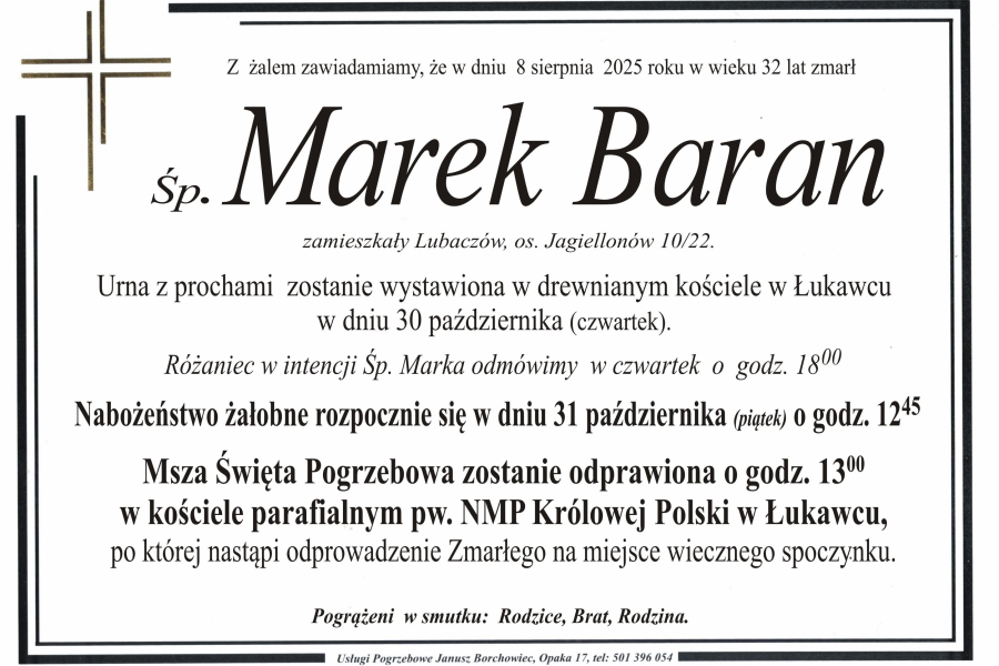 Zmarł Marek Baran [32 lata]