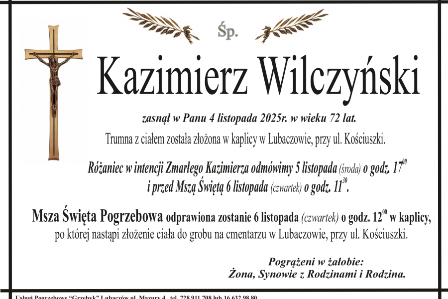 Zmarł Kazimierz Wilczyński [72 lata]