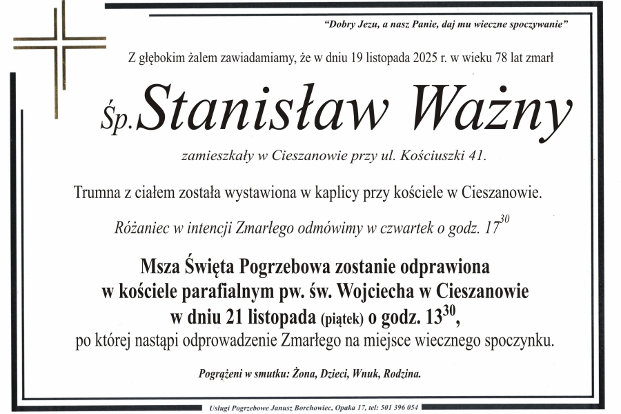 Zmarł Stanisław Ważny [78 lat]